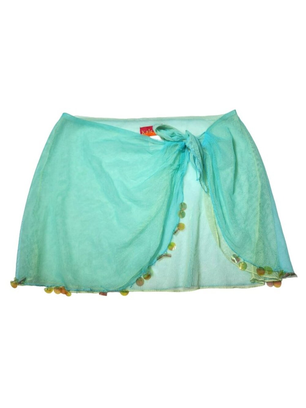 Girls Kate Mack Swimsuit Mesh Sheer Wrap Tie Skirt Sarong Large Sequined Cover
